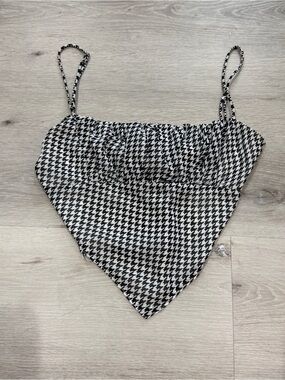 Ramona Black and White Houndstooth Handkerchief Cami Top